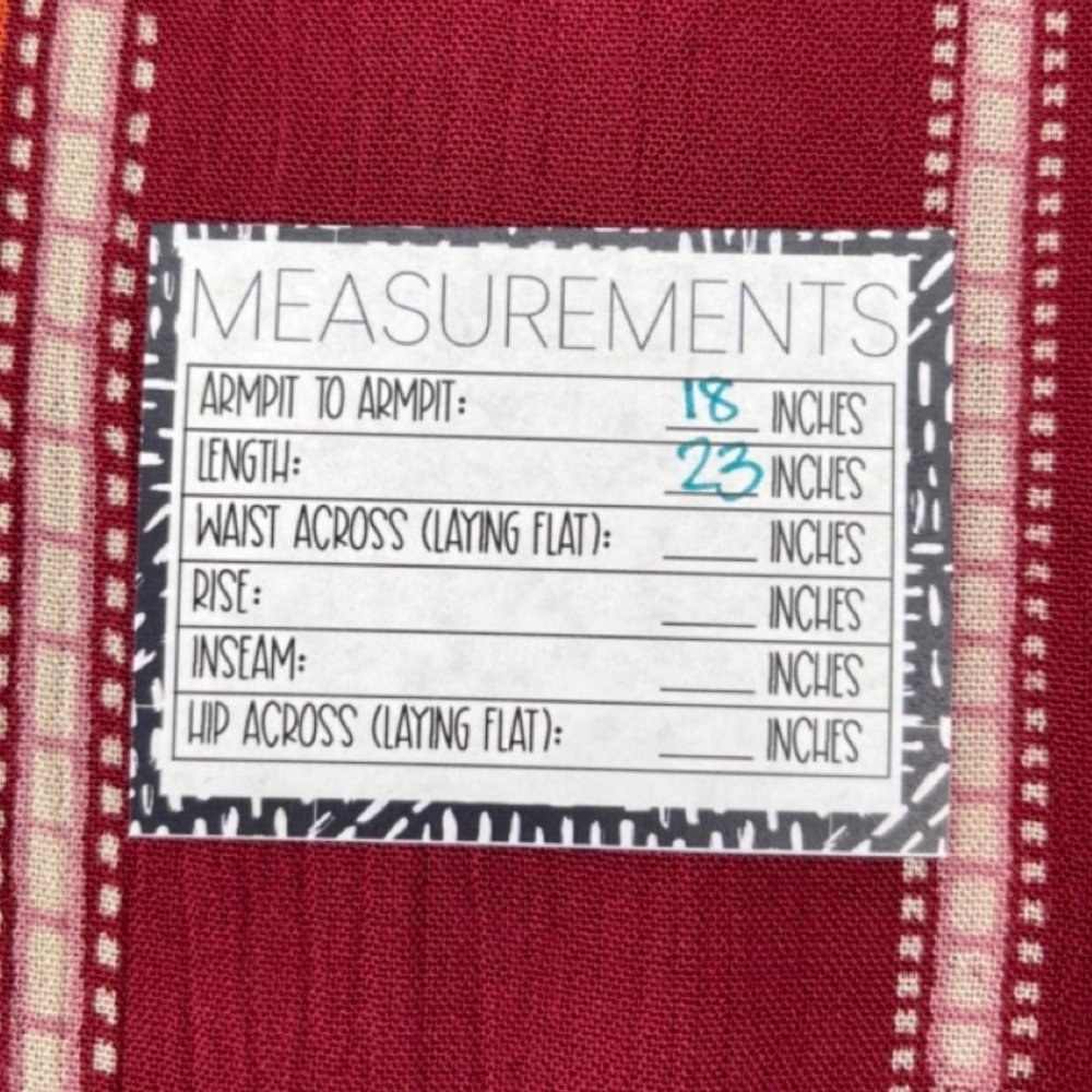 ANA | Red Striped 3/4 Elastic Sleeve Blouse with Waist Tie | Size M - Picture 9 of 10